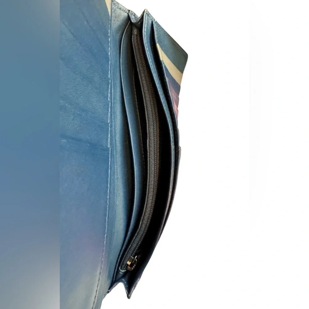 MCM Blue Embossed Bifold Long Wallet